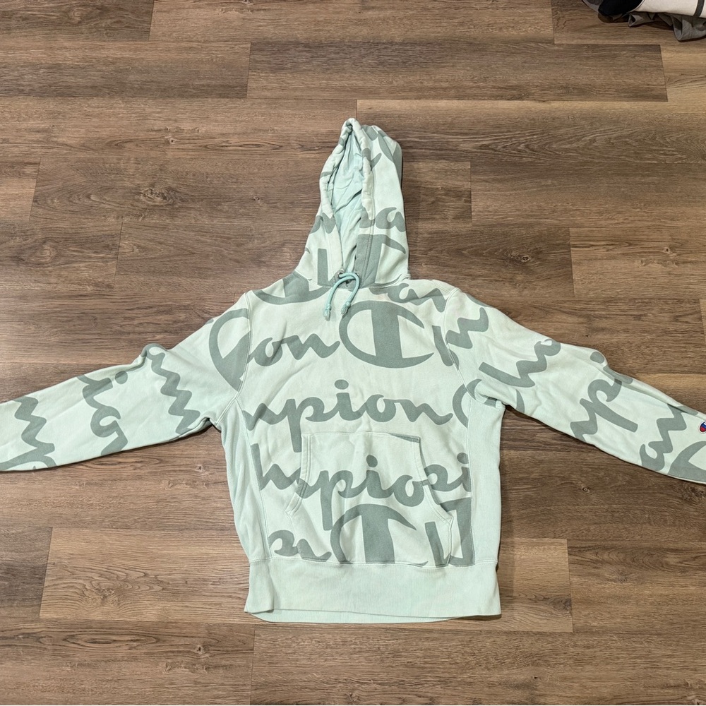 Champion Light Green Graphic Hoodie